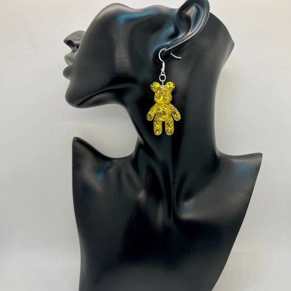Large Gummy Bear Earrings - Statement Earrings - Novelty Earrings - Metallic - Picture 9 of 10